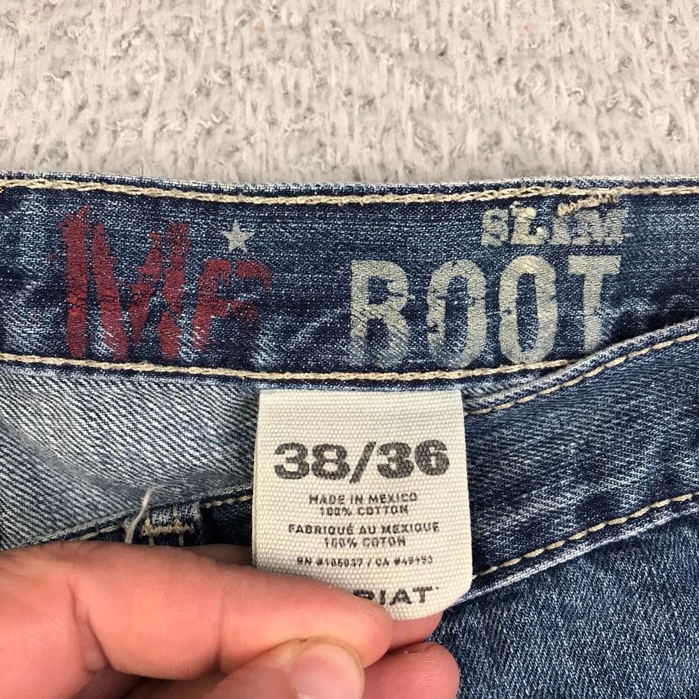 Ariat Jeans Mens 38 (39x35) M6 Slim Boot Blue Western Work Cowboy Denim - Picture 7 of 14